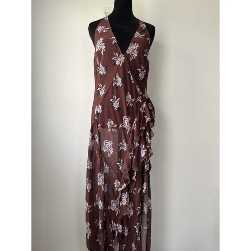 Free People Stop And Stare Maxi Slip Chocolate Combo Size Large Floral‎ - Picture 2 of 13